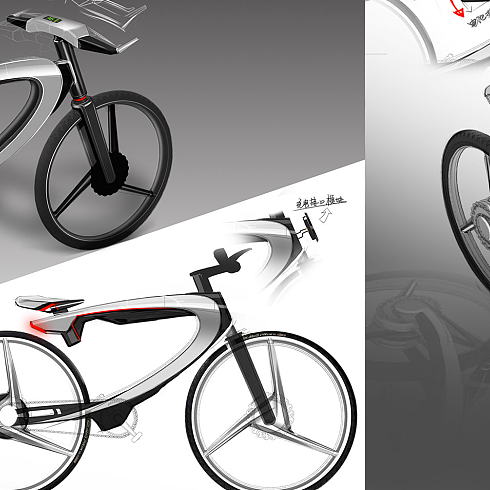 概念電動自行車和自行車
